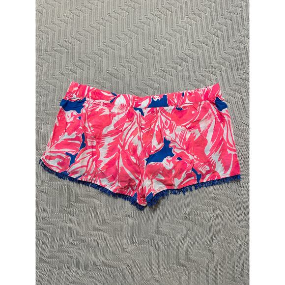 Lilly Pulitzer pink floral pull on shorts size L - Picture 2 of 7